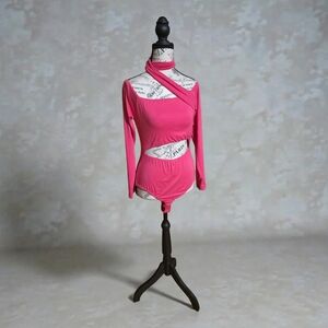 White Birch Pink Cutout Long Sleeve Bodysuit‎